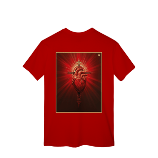 Nome do produto Sagrado Coração e Cruz - T-Shirt Classic