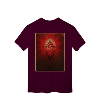 Nome do produto Sagrado Coração e Cruz - T-Shirt Classic