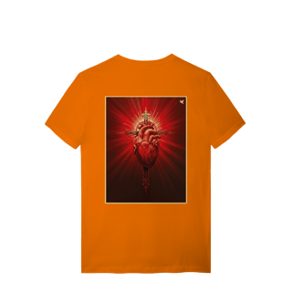 Nome do produto Sagrado Coração e Cruz - T-Shirt Quality (costas)