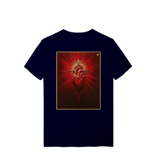 Nome do produto Sagrado Coração e Cruz - T-Shirt Quality (costas)