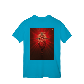 Nome do produto Sagrado Coração e Cruz - T-Shirt Classic