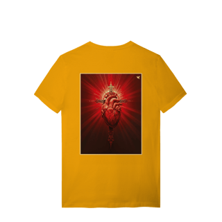 Nome do produto Sagrado Coração e Cruz - T-Shirt Quality (costas)