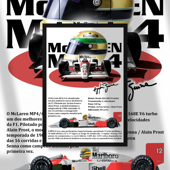Poster Retrato - MP4/4 Ayrton Senna - STT012