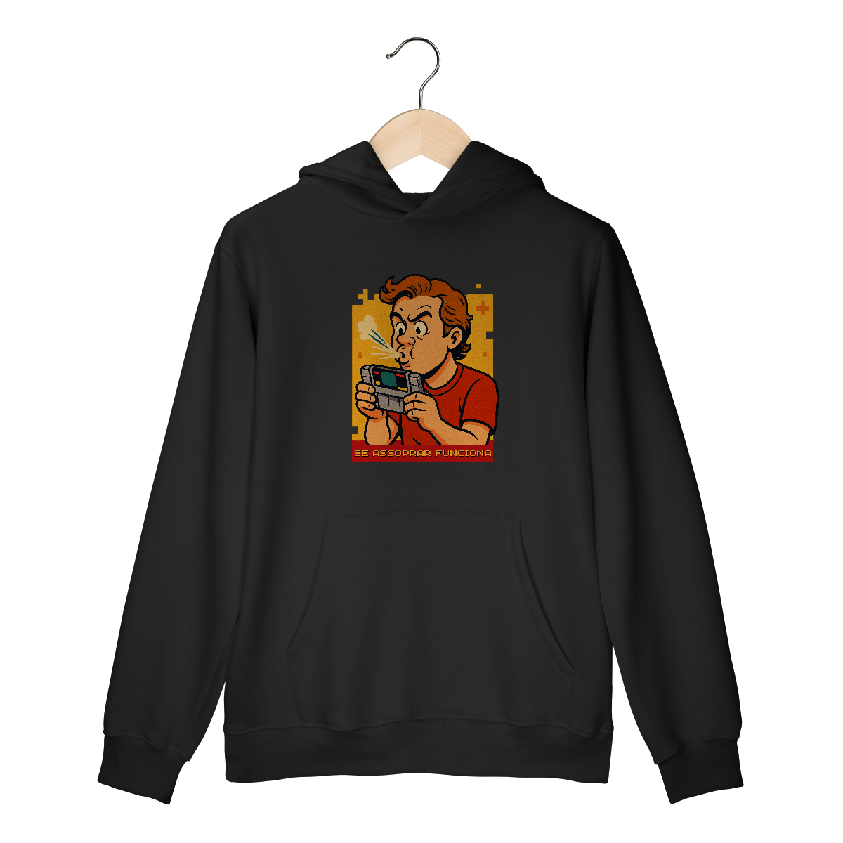 Nome do produto: Moletom Nerd Retrô — Se Assoprar Funciona
