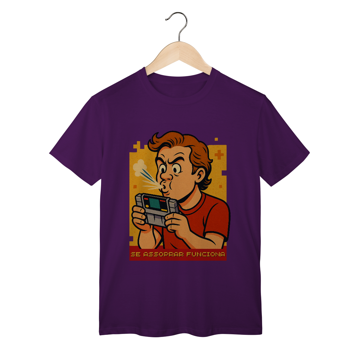 Nome do produto: Camiseta Nerd Retrô — Se Assoprar Funciona