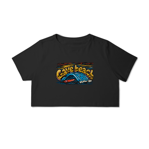 Camiseta cropped look Sunset Wave