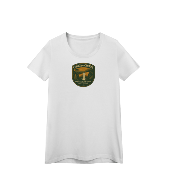 Camiseta Feminina Cascata do Caracol Aventureira | Serra Gaúcha