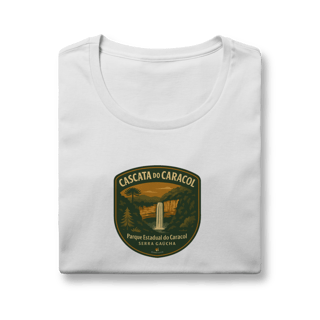Nome do produto Camiseta Feminina Cascata do Caracol Aventureira | Serra Gaúcha