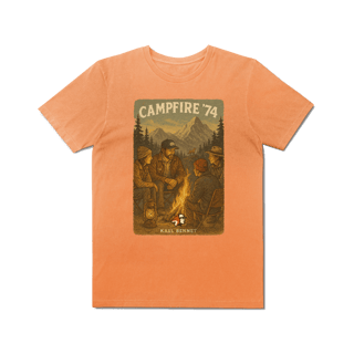 Nome do produto Camiseta Estonada Vintage Fogueira “Campfire ’74” | Acampamento, Montanha & Aventura