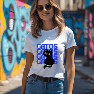 T-shirt Básica Gatos 