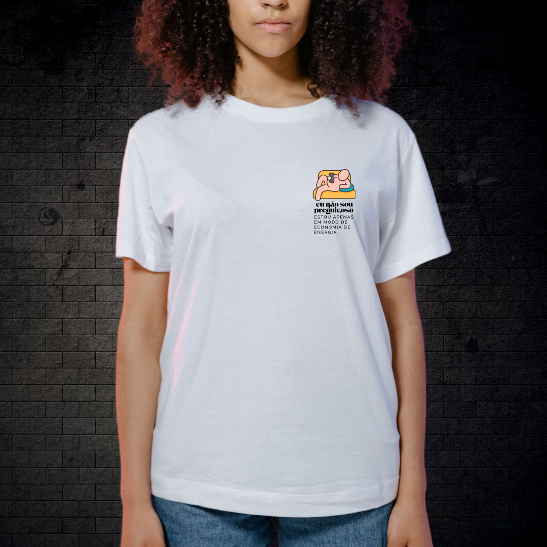 Nome do produto: Camiseta branca - Eu não sou preguiçoso...