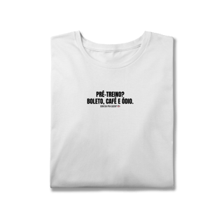 Nome do produto T-Shirt Plus Size | Pré-treino? Boleto, café e ódio