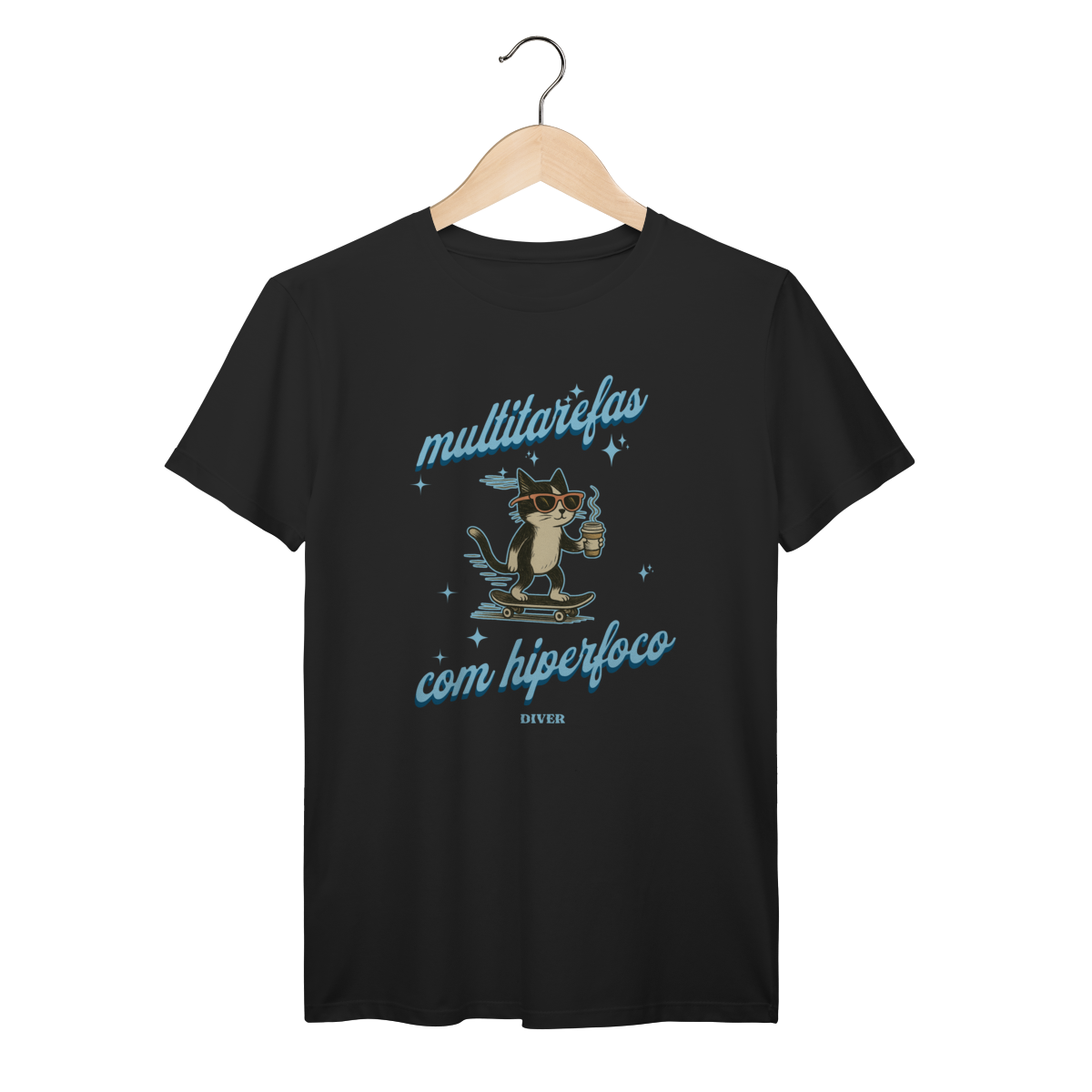 Nome do produto: Tshirt Multitarefas Gato