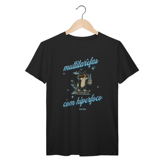 Tshirt Multitarefas Gato
