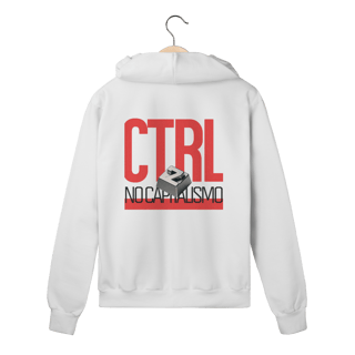 Nome do produto Moletom com Zíper - CTRL+Z no Capitalismo (Vermelho)
