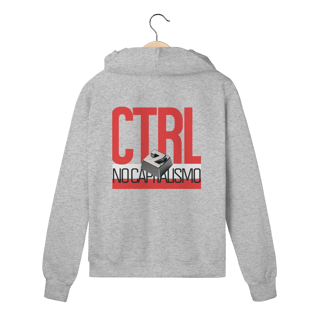 Nome do produto Moletom com Zíper - CTRL+Z no Capitalismo (Vermelho)
