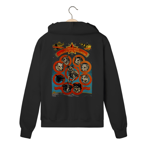 Moletom com Zíper - Cães Cosmonautas Soviéticos