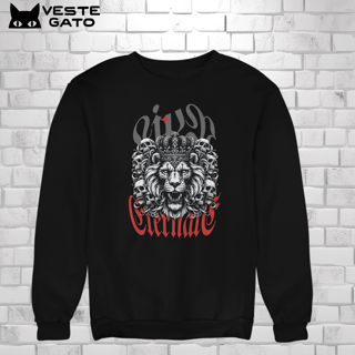 Leão Rugindo com Coroa e Caveiras