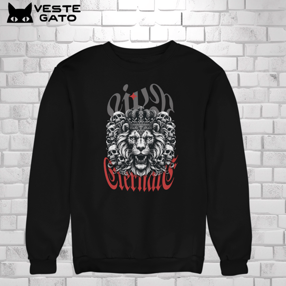 Leão Rugindo com Coroa e Caveiras