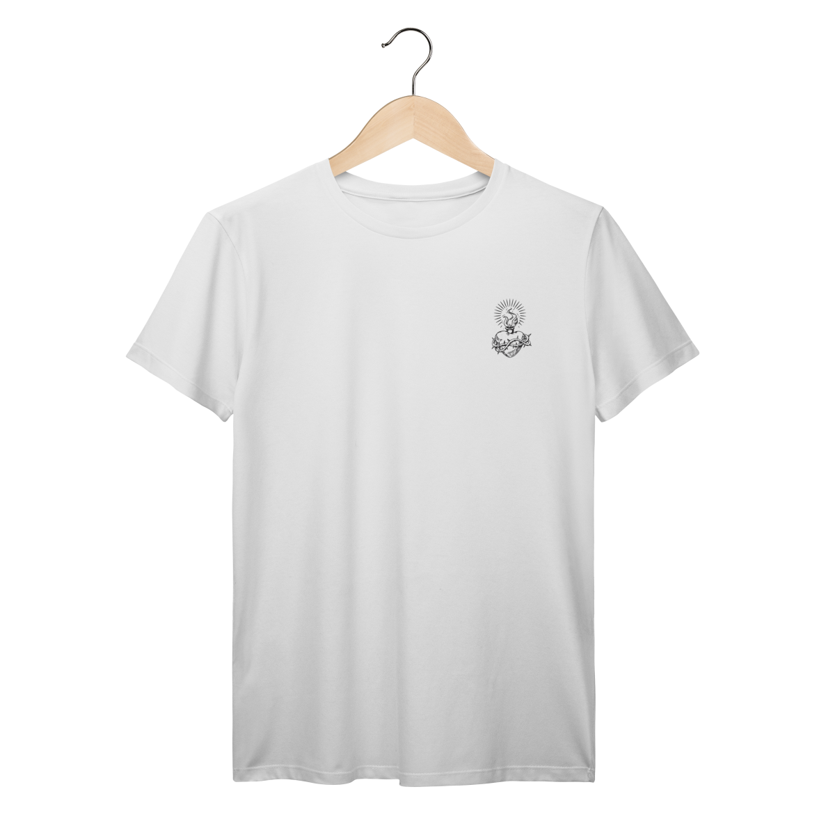 Camiseta Sagrado Coração de Jesus - Estampa Minimalista no Peito