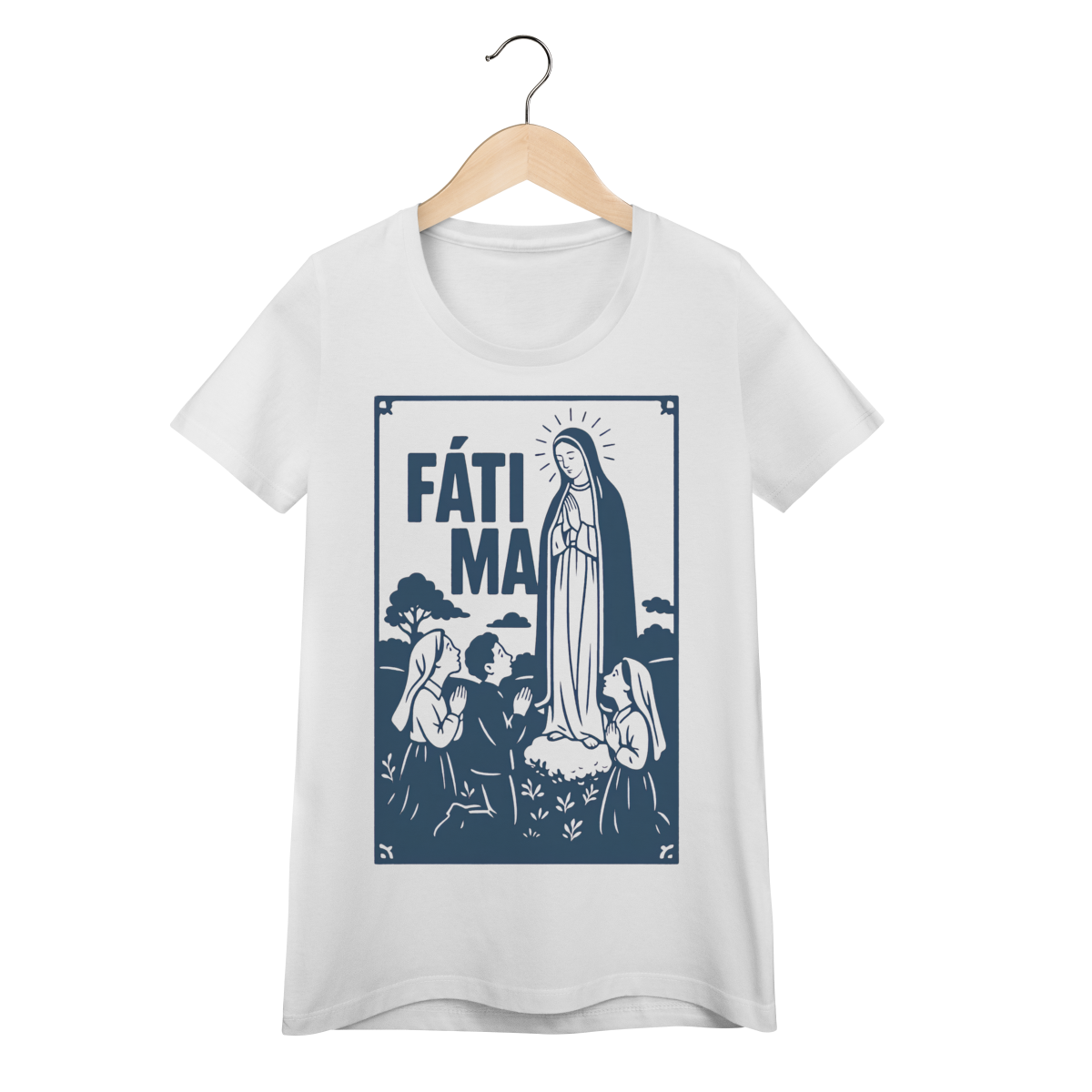 Baby Long Nossa Senhora de Fátima - Estampa Ilustrada com Moldura