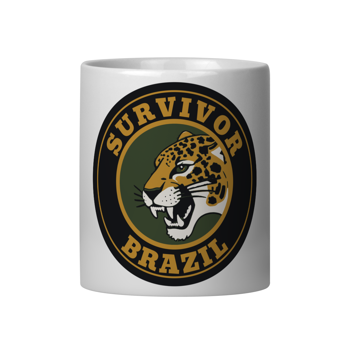 Caneca Sobrevivente Brazil Branca - Selo Onça-Pintada Militar