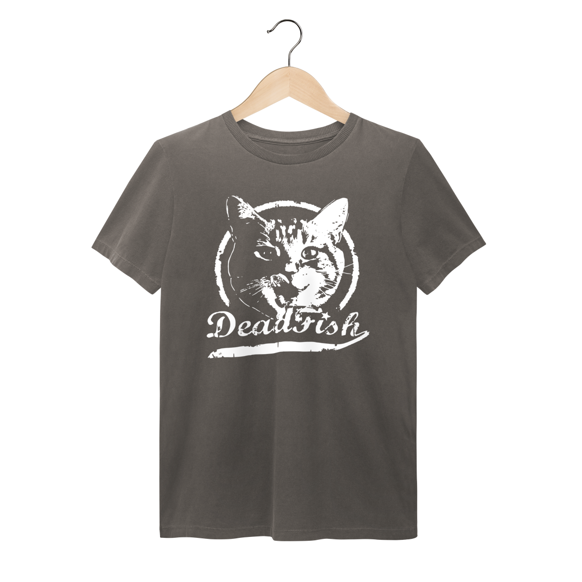 Camiseta Dead-Fish Preta - Estampa Gato Stencil Punk
