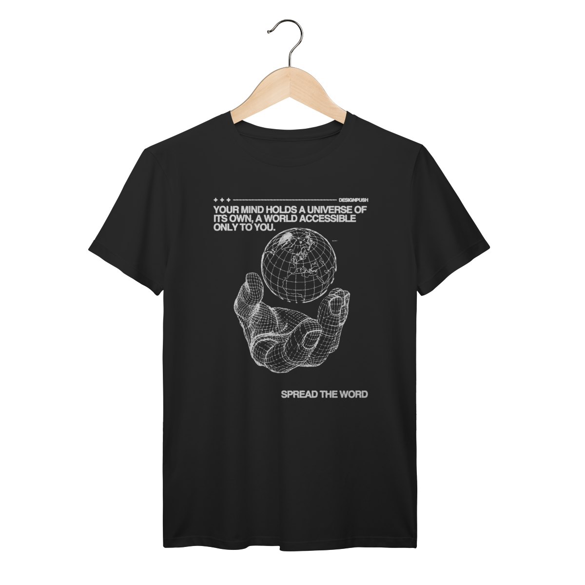 Camiseta Spread The Word Azul-Marinho - Frase e Globo Wireframe