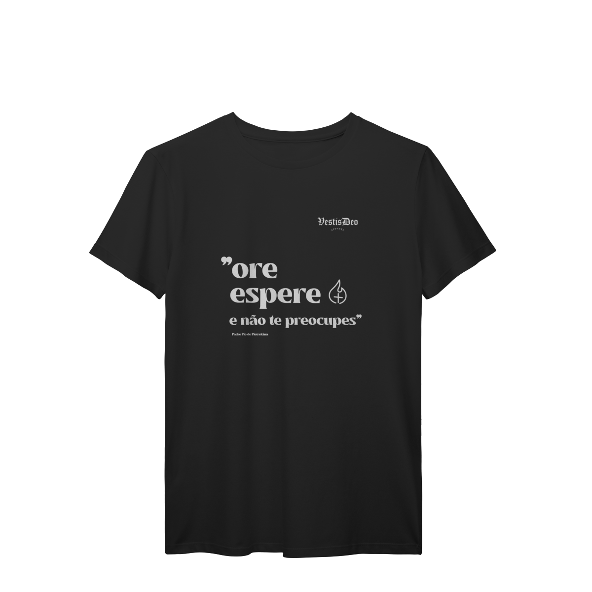 Nome do produto: Camiseta Ore e Espere (Padre Pio) 
