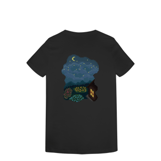 Nome do produto Camiseta Baby Long Premium Frente e Verso - Borboleta e Noite Estrelada