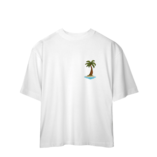 Camiseta Oversized Frente e Verso - Coqueiro e Praia