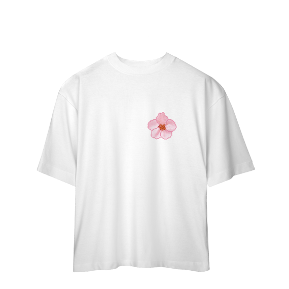 Camiseta Oversized Frente e Verso - Flor e Árvore de Sakura