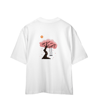 Nome do produto Camiseta Oversized Frente e Verso - Flor e Árvore de Sakura