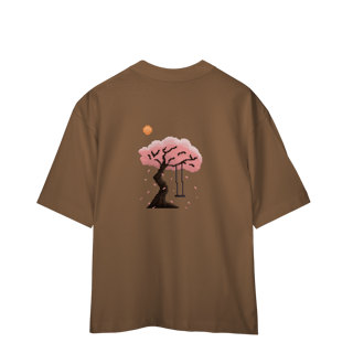 Nome do produto Camiseta Oversized Frente e Verso - Flor e Árvore de Sakura