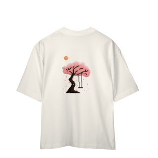 Nome do produto Camiseta Oversized Frente e Verso - Flor e Árvore de Sakura