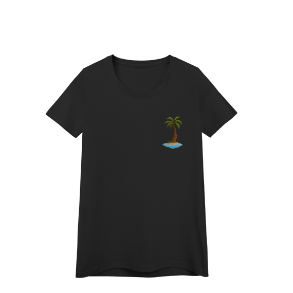 Camiseta Baby Long Premium Frente e Verso - Coqueiro e Praia