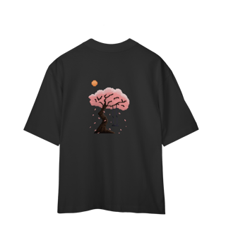 Nome do produto Camiseta Oversized Frente e Verso - Flor e Árvore de Sakura