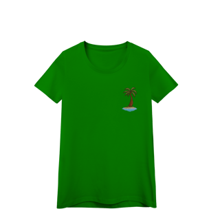 Nome do produto Camiseta Baby Long Premium Frente e Verso - Coqueiro e Praia
