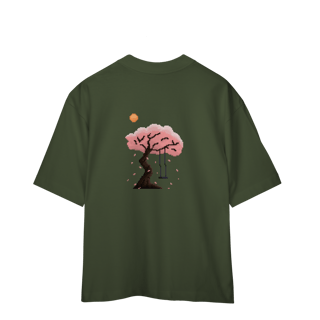 Nome do produto Camiseta Oversized Frente e Verso - Flor e Árvore de Sakura