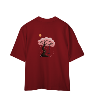 Nome do produto Camiseta Oversized Frente e Verso - Flor e Árvore de Sakura