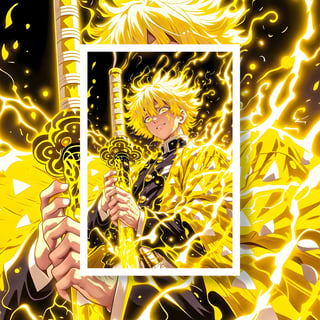 Nome do produto Poster Retrato Demon slayer Zenitsu Agatsuma trovão