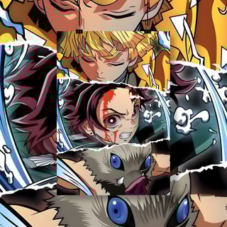 Nome do produto Poster retrato Demon Slayer Trio