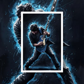 Nome do produto Poster Retrato Guitarrista azul