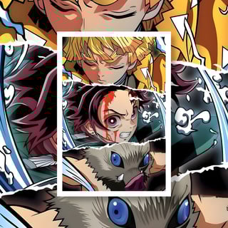 Nome do produto Poster retrato Demon Slayer Trio