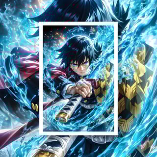 Nome do produto Poster Retrato   Demon Slayer Giyu Tomioka