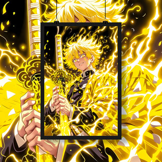 Nome do produto Poster Retrato Demon slayer Zenitsu Agatsuma trovão