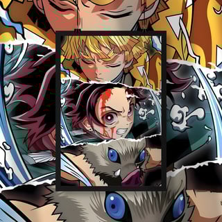 Nome do produto Poster retrato Demon Slayer Trio