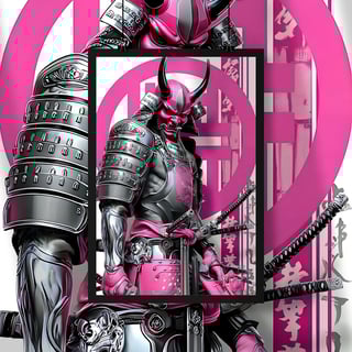 Nome do produto Poster Retrato Samurai Rosa