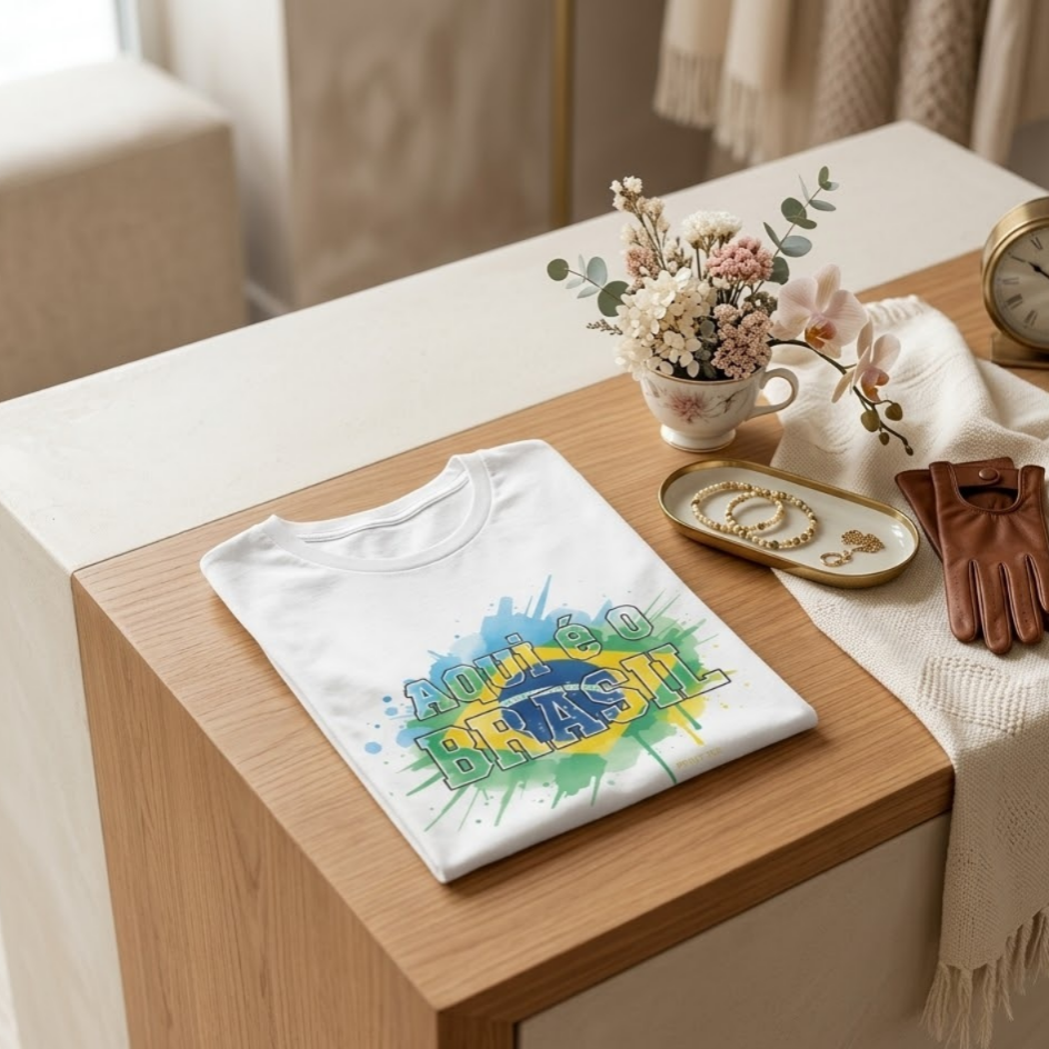 Nome do produto: Camiseta Brasil Aquarela: Edição Soft Gold