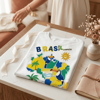 T-Shirt Brasil Aquarela: Edição Campeão